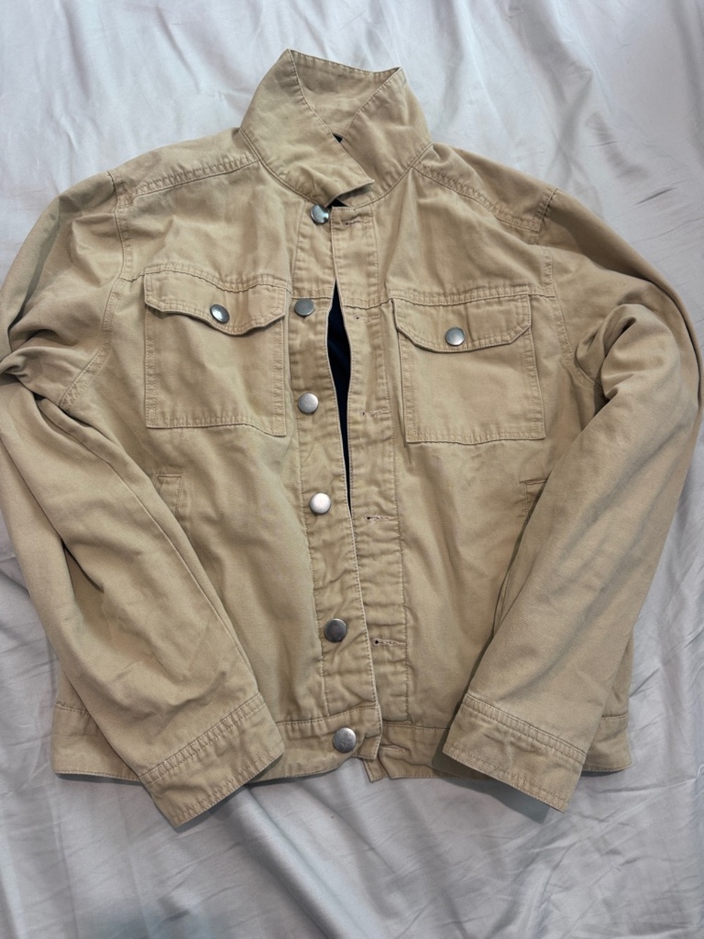 Men's Tan Casual Button-Front Jacket oversized